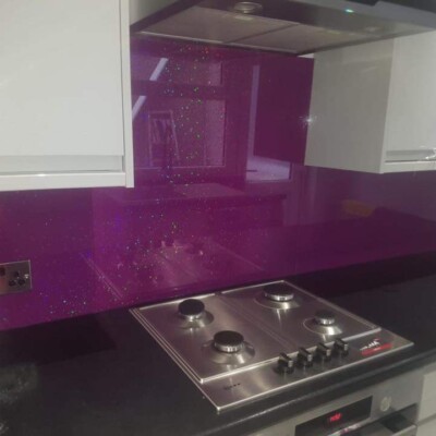 purple Glass kitchen splashbacks