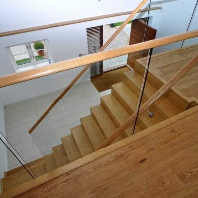 glass timber staircase